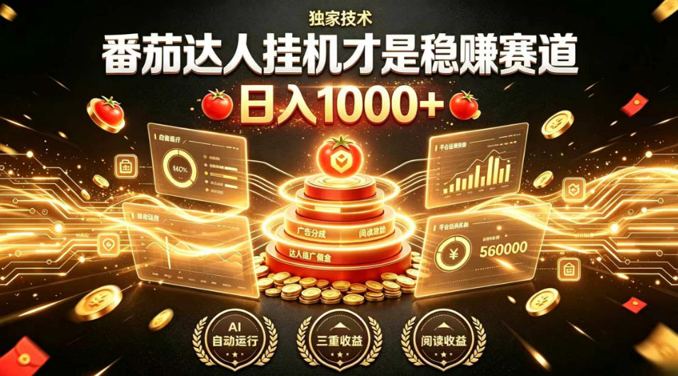 别再瞎找副业！番茄达人挂G才是稳賺赛道，日入1000+，全程傻瓜式操作，可矩阵放大【揭秘】-云创网