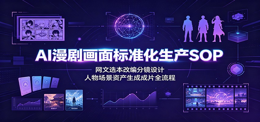 AI漫剧画面标准化生产SOP：网文选本改编分镜设计，人物场景资产生成成片全流程-云创网