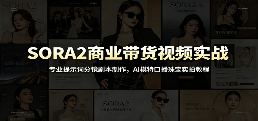 SORA2商业带货视频实战：专业提示词分镜剧本制作，AI模特口播珠宝实拍教程-云创网