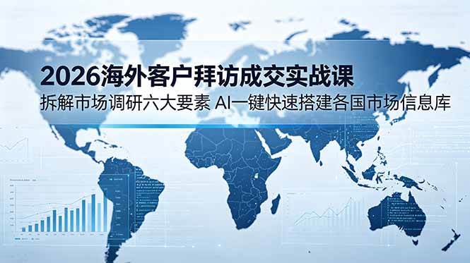 （18992期）2026海外客户拜访成交实战课：拆解市场调研六大要素，AI一键快速搭建各国市场信息库-云创网