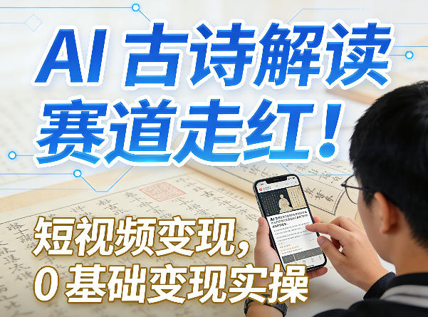 AI古诗解读赛道走红！短视频变现，0基础变现实操-云创网
