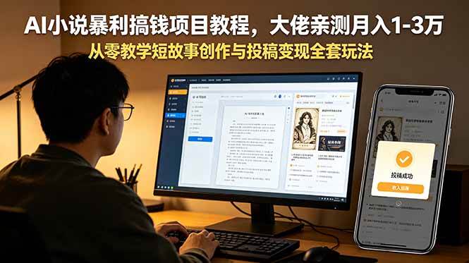 （18898期）AI小说暴利搞钱项目教程，大佬亲测月入1-3万，从零教学短故事创作与投稿变现全套玩法-云创网