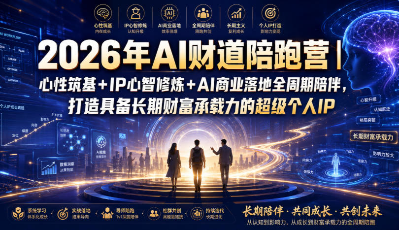 2026年AI财道陪跑营｜心性筑基+IP心智修炼+AI商业落地全周期陪伴，打造具备长期财富承载力的超级个人IP-云创网