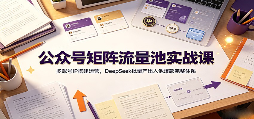 公众号矩阵流量池实战课：多账号IP搭建运营，DeepSeek批量产出入池爆款完整体系-云创网