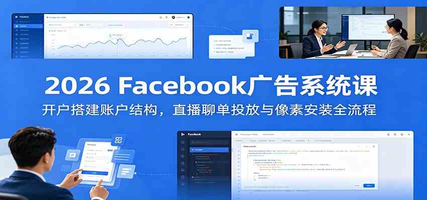 2026 Facebook广告系统课：开户搭建账户结构，直播聊单投放与像素安装全流程-云创网