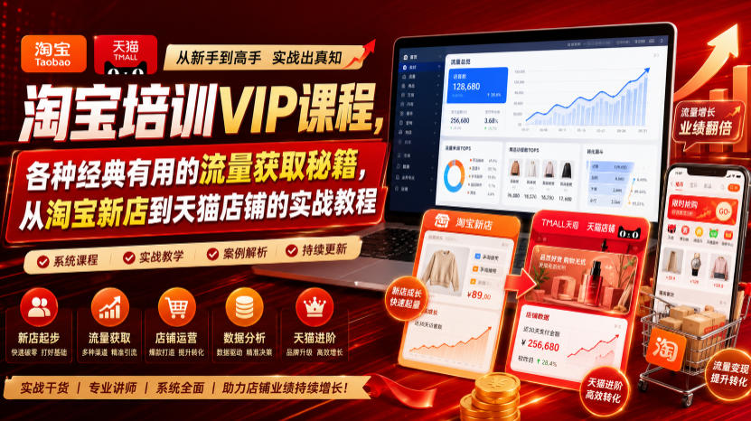 淘宝培训VIP课程，各种经典有用的流量获取秘籍，从淘宝新店到天猫店铺的实战教程（更新7月29日）-云创网