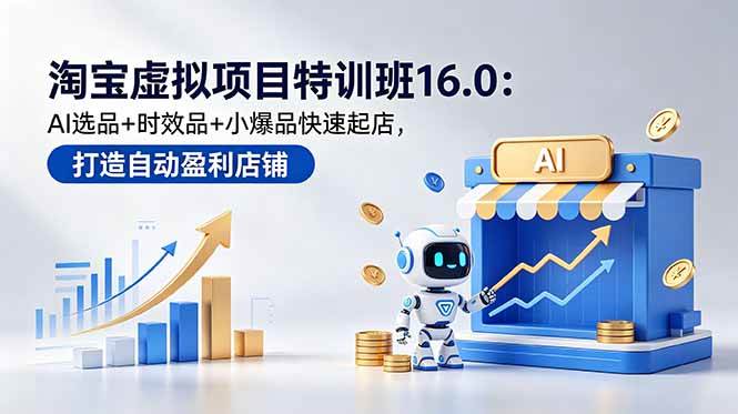 （18666期）淘宝虚拟项目特训班16.0：AI选品+时效品+小爆品快速起店，打造自动盈利店铺-云创网