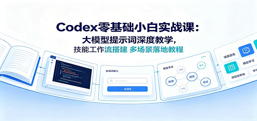 Codex零基础小白实战课：大模型提示词深度教学，技能工作流搭建多场景落地教程-云创网
