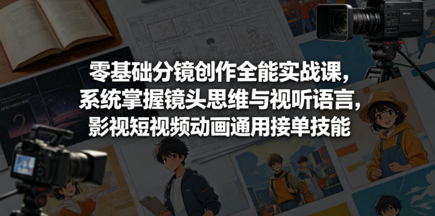 零基础分镜创作全能实战课，系统掌握镜头思维与视听语言，影视短视频动画通用接单技能-云创网