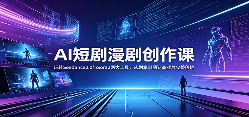AI短剧漫剧创作课：玩转Seedance2.0与 Sora2两大工具，从剧本制图到商业片完整落地-云创网
