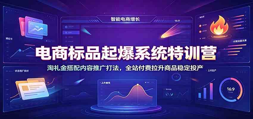 电商标品起爆系统特训营：淘礼金搭配内容推广打法，全站付费拉升商品稳定投产-云创网