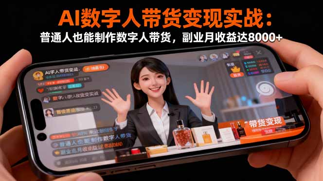 AI数字人带货变现实战：普通人也能制作数字人带货，副业月收益达8000+-云创网