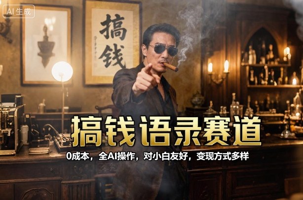 搞钱语录赛道，0成本，全AI操作，对小白友好，变现方式多样-云创网