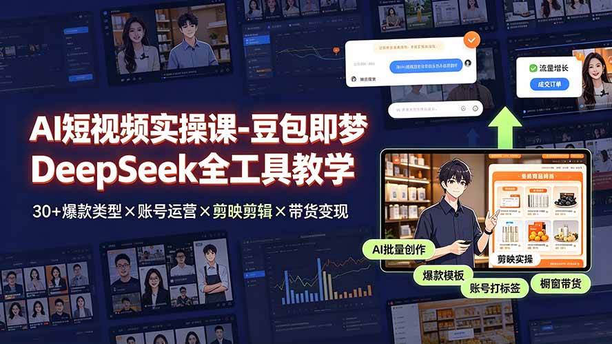 （19261期）AI短视频实操课-豆包即梦DeepSeek全工具教学 | 30+爆款类型×账号运营×剪映剪辑×带货变现。-云创网