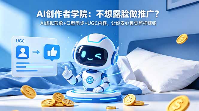 AI创作者学院：不想露脸做推广？AI虚拟形象+口型同步+UGC内容，让你安心睡觉照样赚钱-云创网