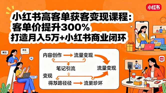 小红书高客单获客变现课程：客单价提升300%，打造月入10万+小红书商业闭环-云创网