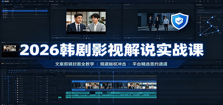 2026韩剧影视解说实战课：文案剪辑封面全教学，规避版权冲击平台精选签约通道-云创网