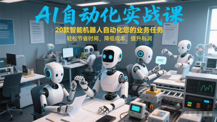 AI自动化实战课：20款智能机器人自动化您的业务任务，轻松节省时间，降低成本，提升利润-云创网