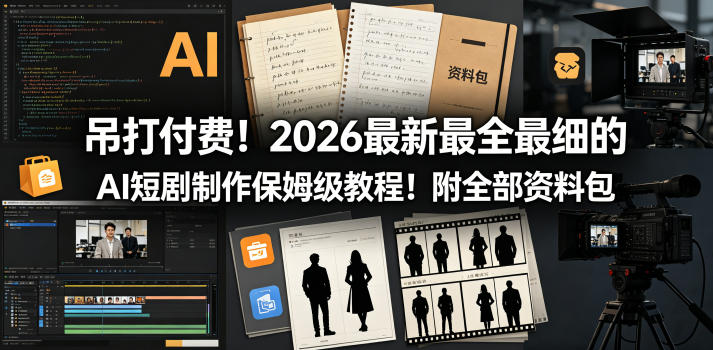 吊打付费！2026最新最全最细的AI短剧制作保姆级教程！附全部资料包-云创网
