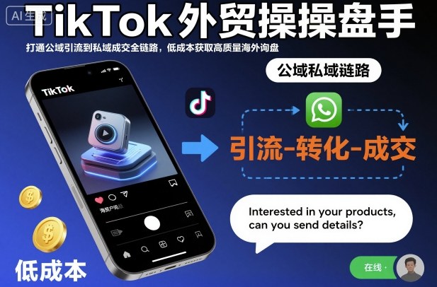 TikTok外贸操盘手，打通公域引流到私域成交全链路，低成本获取高质量海外询盘-云创网