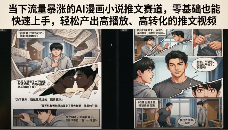 当下流量暴涨的AI漫画小说推文赛道，零基础也能快速上手，轻松产出高播放、高转化的推文视频-云创网