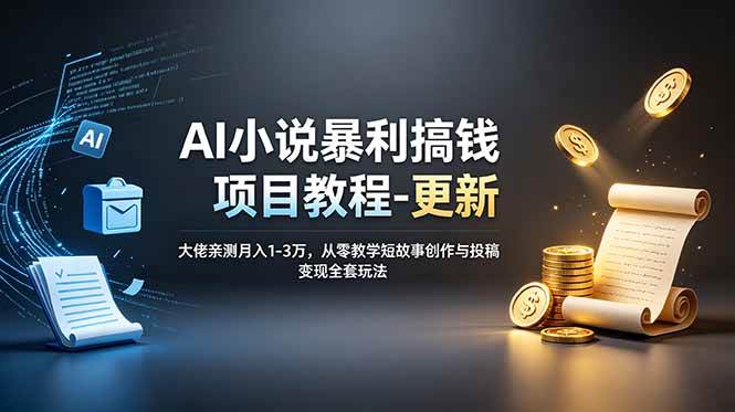 （19030期）AI小说暴利搞钱项目教程-更新，大佬亲测月入1-3万，从零教学短故事创作与投稿变现全套玩法-云创网