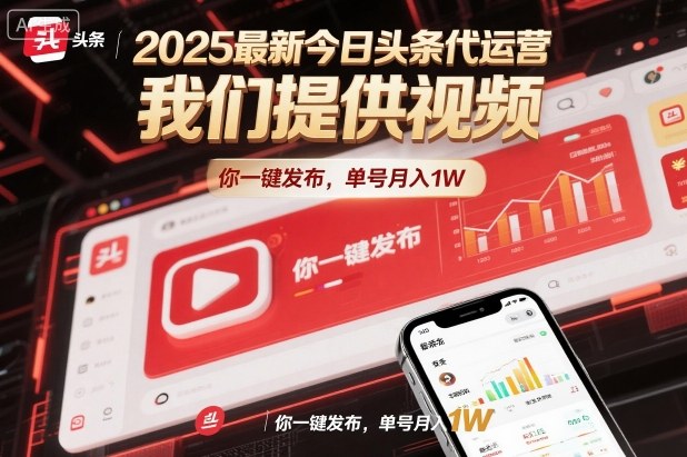 2025最新今日头条代运营，我们提供视频，你一键发布，单号月入1W【揭秘】-云创网