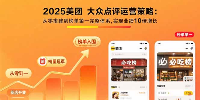 2025美团 大众点评运营策略:从零搭建到榜单第一完整体系,实现业绩10倍增长-云创网