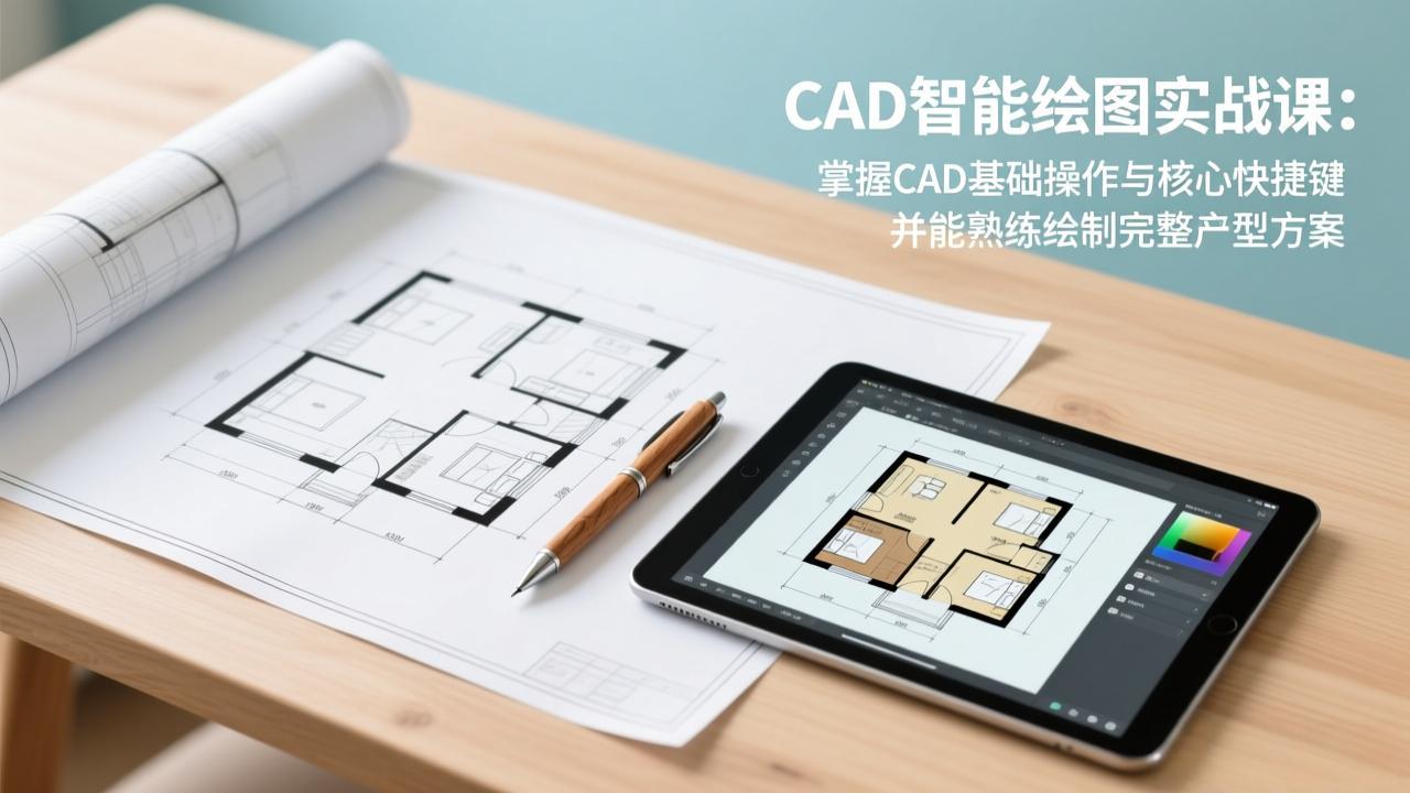 CAD智能绘图实战课：掌握CAD基础操作与核心快捷键，并能熟练绘制完整户型方案-云创网