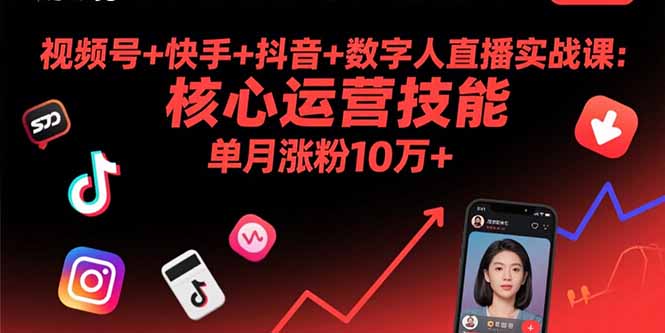 视频号+快手+抖音+数字人直播实战课(9月-云创网