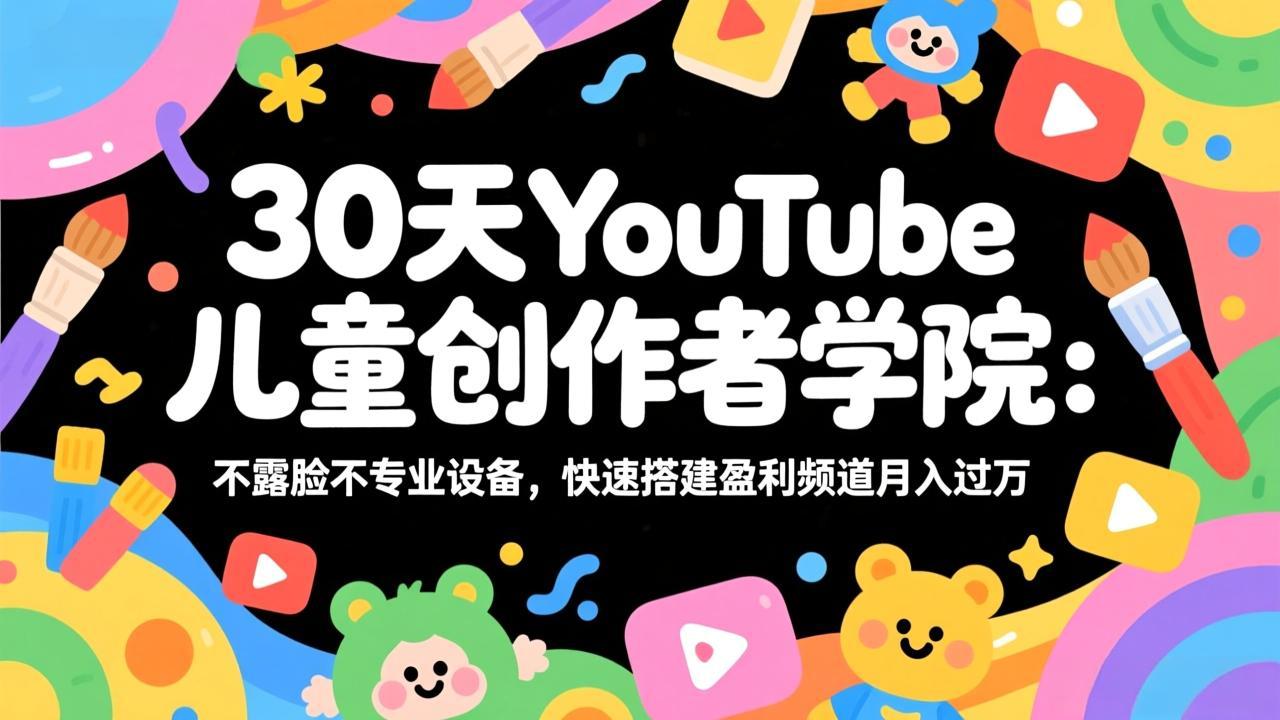 30天YouTube儿童创作者学院：不露脸不专业设备，快速搭建盈利频道月入过万-云创网