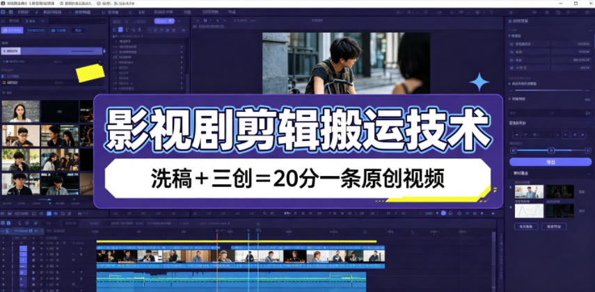 影视剧剪辑搬运技术，洗稿+三创=20分一条原创视频-云创网