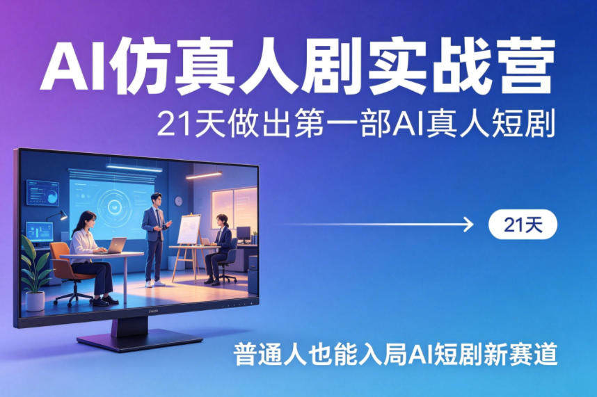 AI仿真人剧实战营，21天做出第一部AI真人短剧，普通人也能入局AI短剧新赛道(更新)-云创网