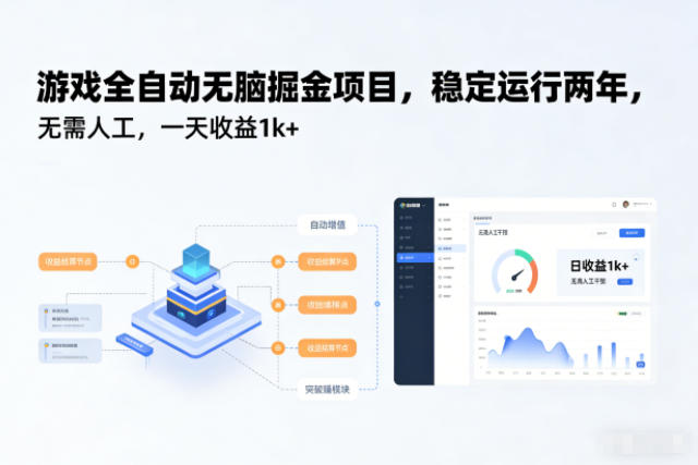 游戏全自动无脑掘金项目，稳定运行两年，无需人工，一天收益1k+【揭秘】-云创网