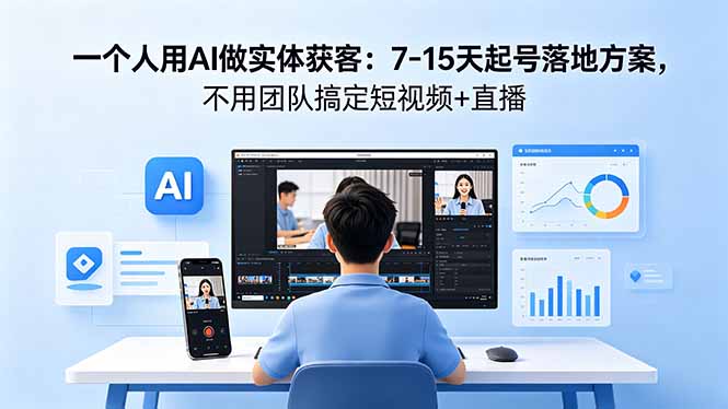 一个人用AI做实体获客：7-15天起号落地方案，不用团队搞定短视频+直播-云创网