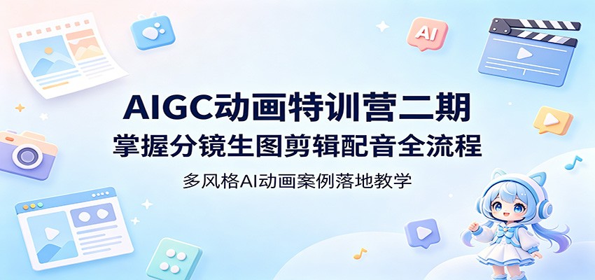 AIGC动画特训营二期：掌握分镜生图剪辑配音全流程，多风格AI动画案例落地教学-云创网