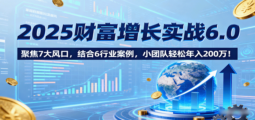 2025财富增长实战6.0，聚焦7大风口，结合6行业案例，小团队轻松年入200万！-云创网