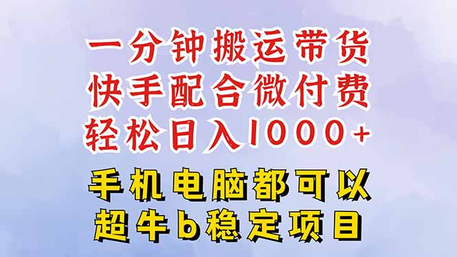 快手黑科技一分钟搬运带货，一刀不剪过原创，微付费投流玩法，轻松日入...-云创网