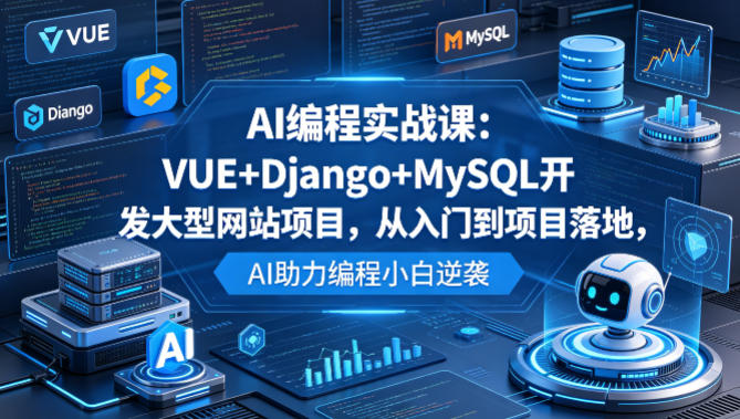 AI编程实战课：VUE+Django+MySQL开发大型网站项目，从入门到项目落地，AI助力编程小白逆袭-云创网