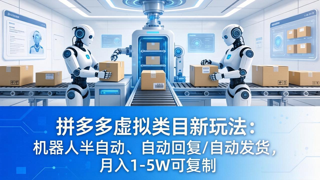 拼多多虚拟类目新玩法：机器人半自动、自动回复 /自动发货，月入 1-5W 可复制-云创网