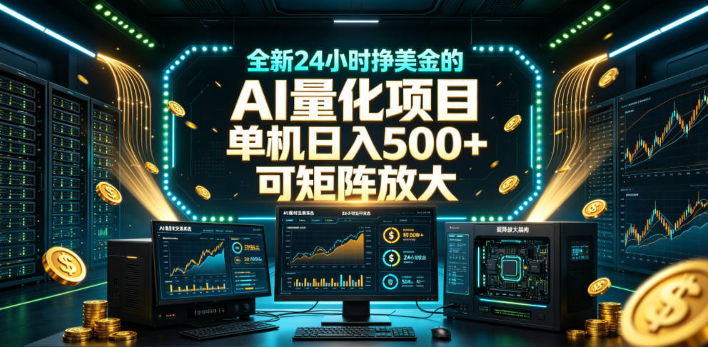 全新24小时挣美金的AI量化项目，单机日入500+，每天见收益，可矩阵放大【揭秘】-云创网