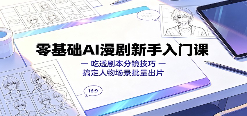 零基础AI漫剧新手入门课：吃透剧本分镜技巧，搞定人物场景批量出片-云创网
