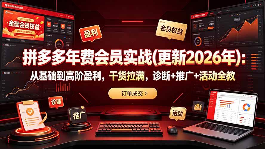 （19290期）拼多多年费会员实战(更新2026年)：从基础到高阶盈利，干货拉满，诊断+推广+活动全教-云创网