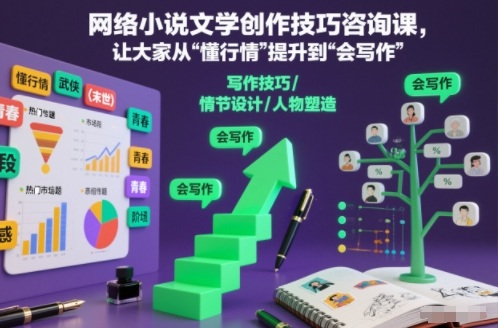 网络小说文学创作技巧咨询课，让大家从“懂行情”提升到”会写作”的高度-云创网