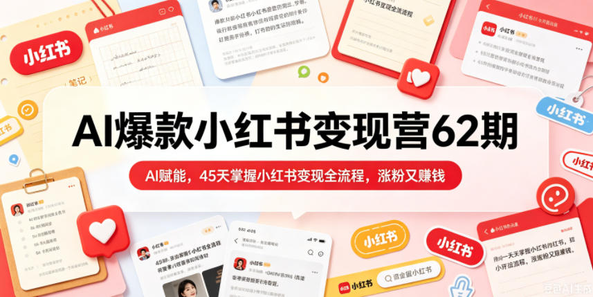 AI爆款小红书变现营62期2026年5月，AI赋能，45天掌握小红书变现全流程，涨粉又賺钱-云创网