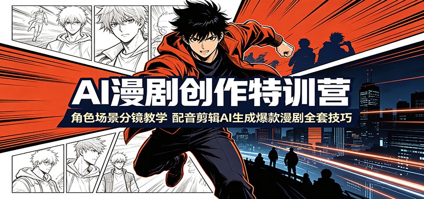 AI漫剧创作特训营：角色场景分镜教学，配音剪辑AI生成爆款漫剧全套技巧-云创网