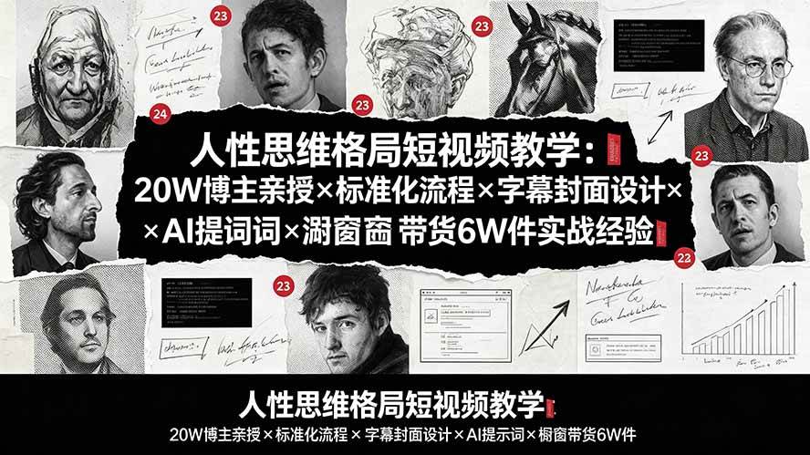 （19538期）人性思维格局短视频教学：20W博主亲授×标准化流程×字幕封面设计×AI提示词×橱窗带货6W件实战经验-云创网