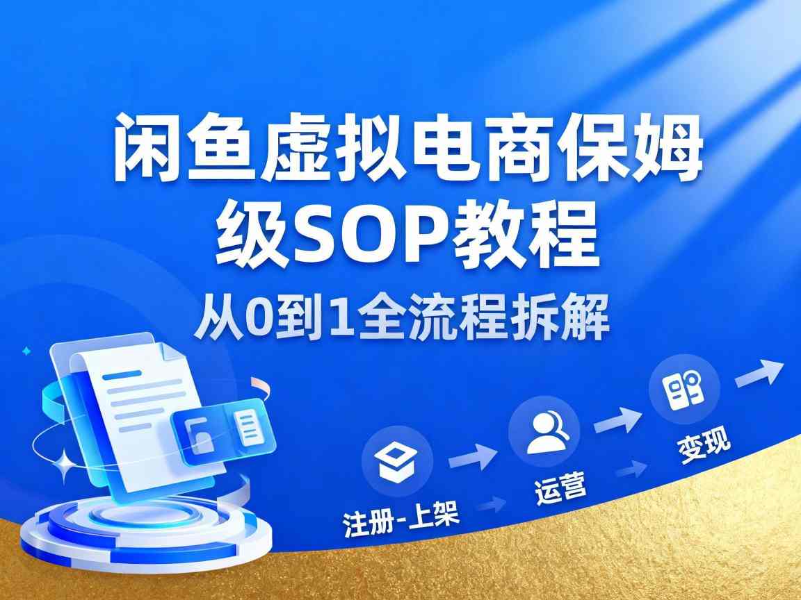 闲鱼虚拟电商，月入轻松过1W，保姆级SOP教程-云创网