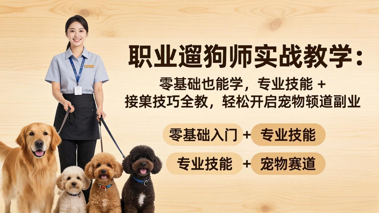 职业遛狗师实战教学：零基础也能学，专业技能 + 接单技巧全教，轻松开启宠物赛道副业-云创网