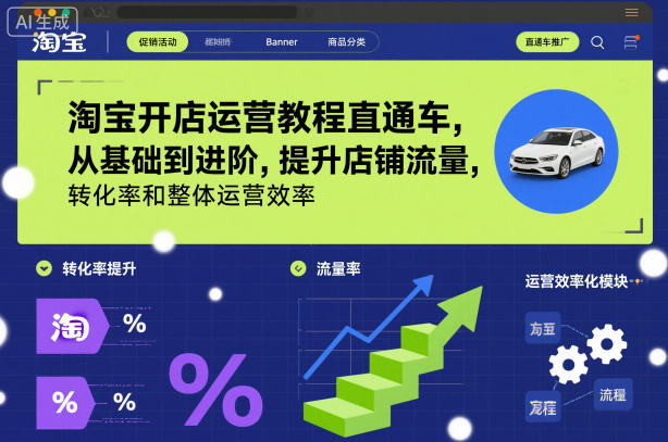 淘宝开店运营教程直通车，从基础到进阶，提升店铺流量，转化率和整体运营效率（更新26年07月11日）-云创网